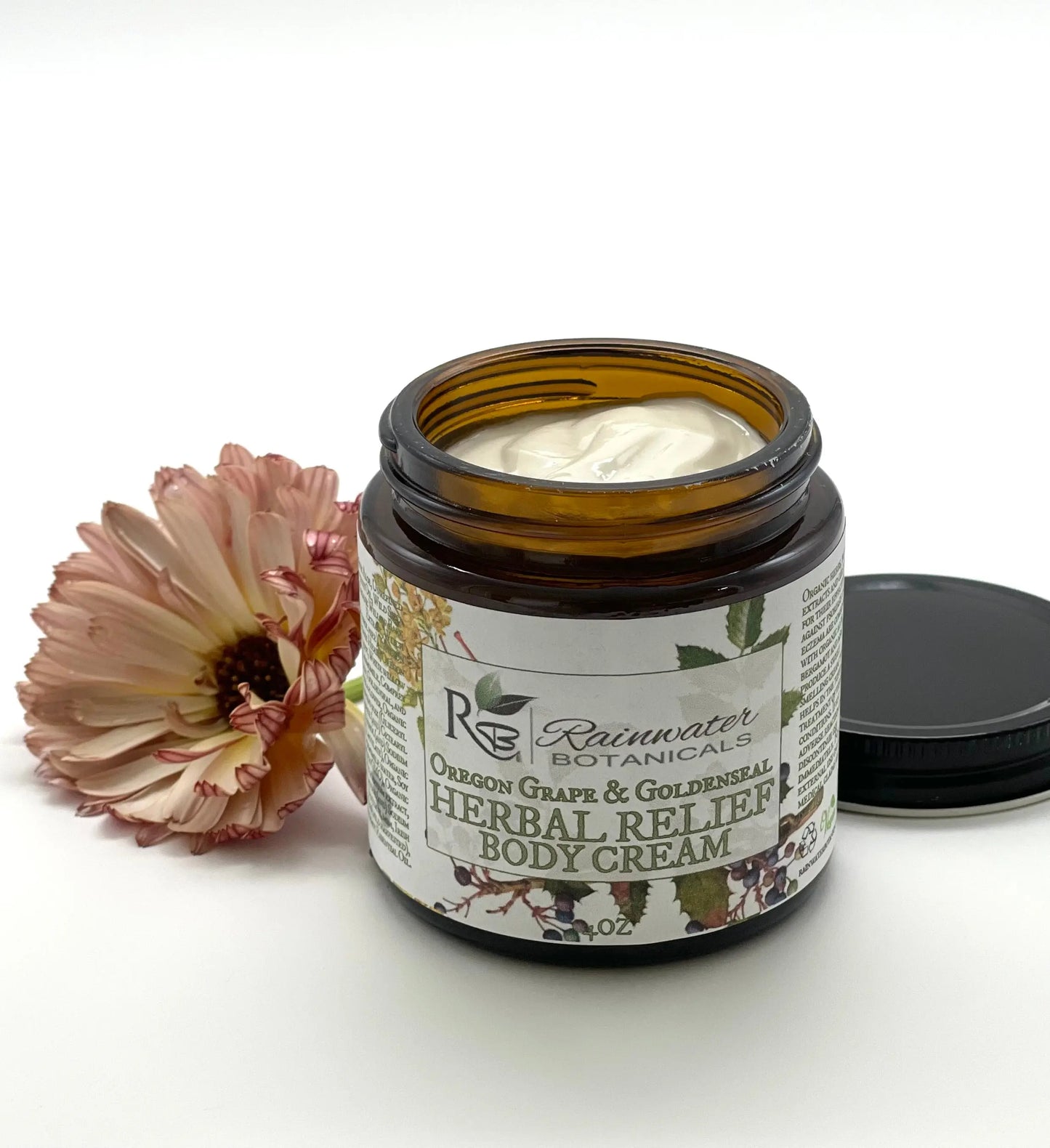 Oregon Grape Root and Golden Seal Herbal Relief Cream For Dry Itchy Skin Rainwater Botanicals