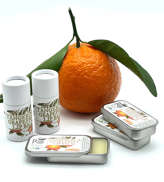 Vegan Tangerine Grapefruit Lip Balm with Blueberry Oil and Shea