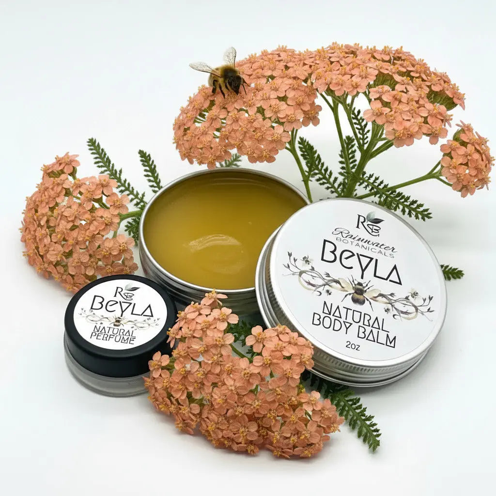 Two containers of Beyla natural body balm on a white background