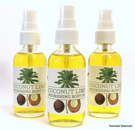 Coconut Lime Body and Bath Oil, Vegan, Natural Fragrance-Rainwater Botanicals