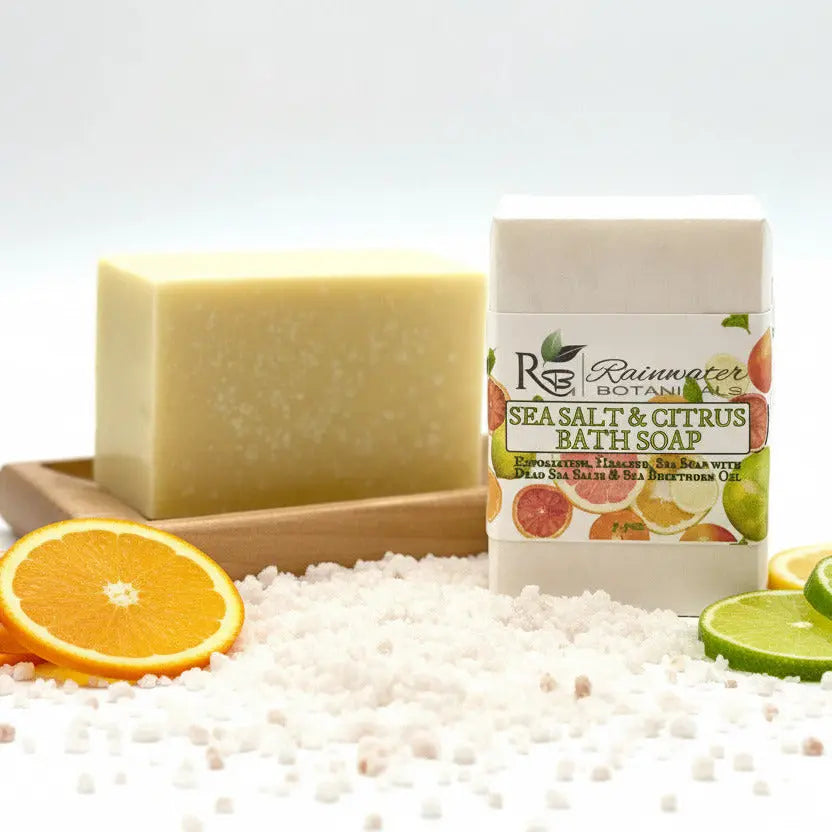 Dead Sea Salt and Citrus soap, Palm Free Vegan Rainwater Botanicals