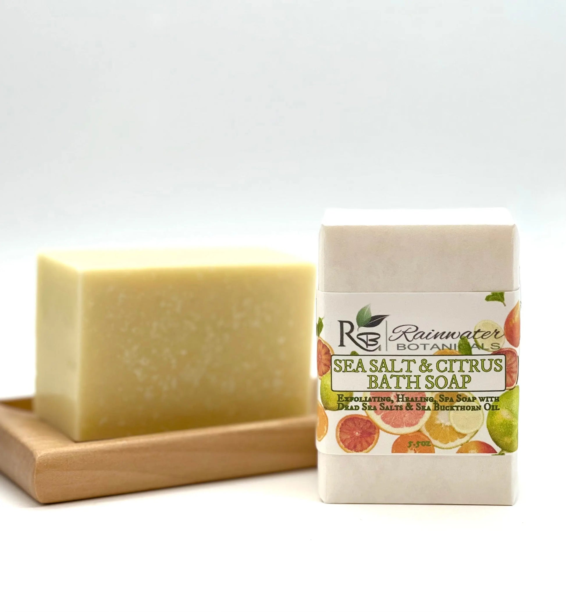 Dead Sea Salt and Citrus soap, Palm Free Vegan Rainwater Botanicals