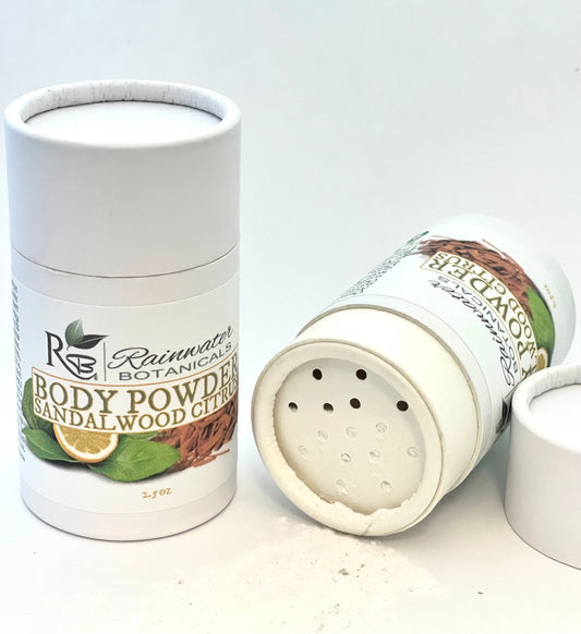 Sandalwood & Citrus natural body powder-Rainwater Botanicals