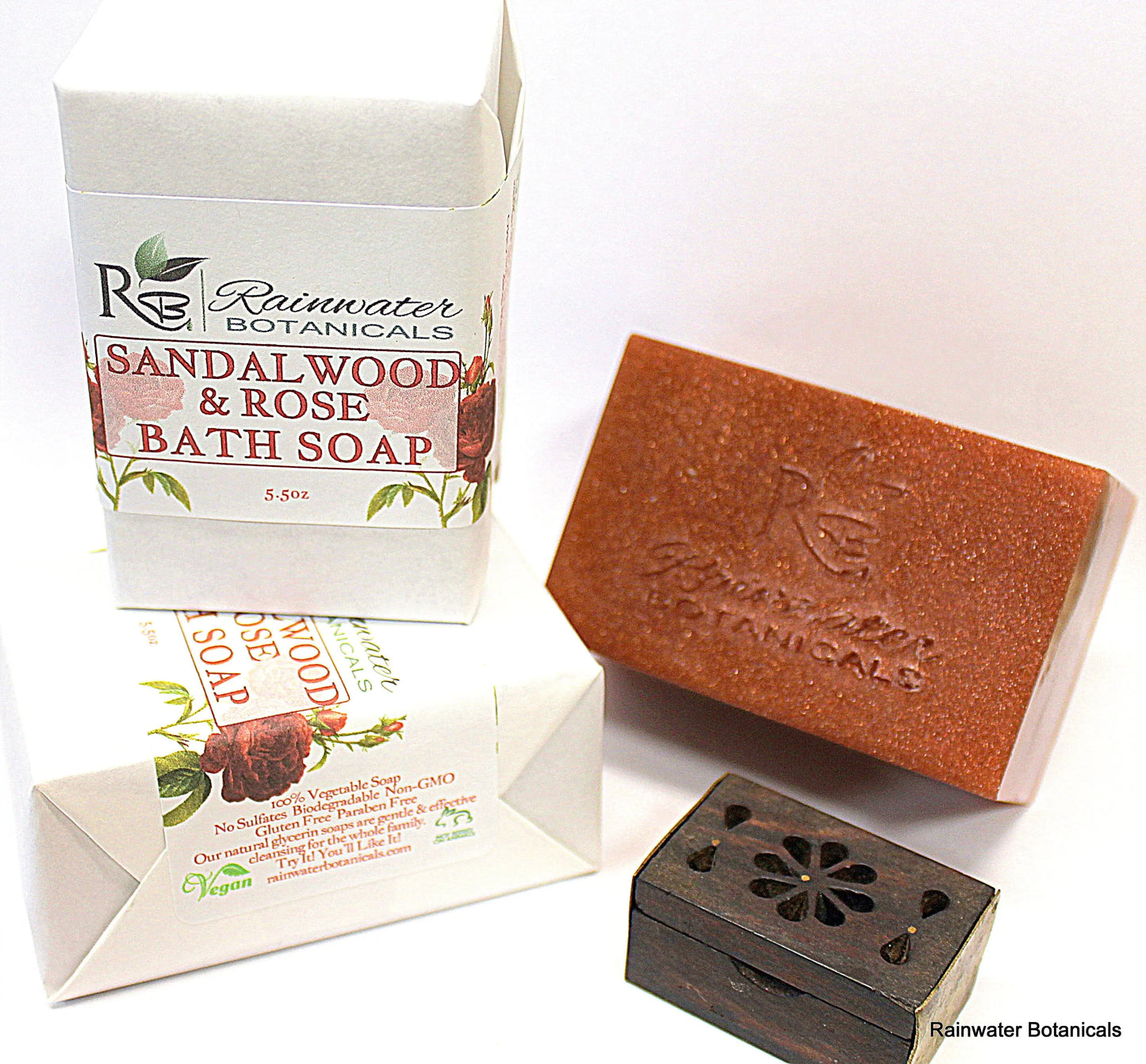 Sandalwood & Rose Palm Free Vegan Soap-Rainwater Botanicals
