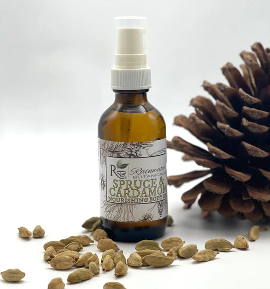 Spruce & Cardamom Body and Bath Oil Rainwater Botanicals