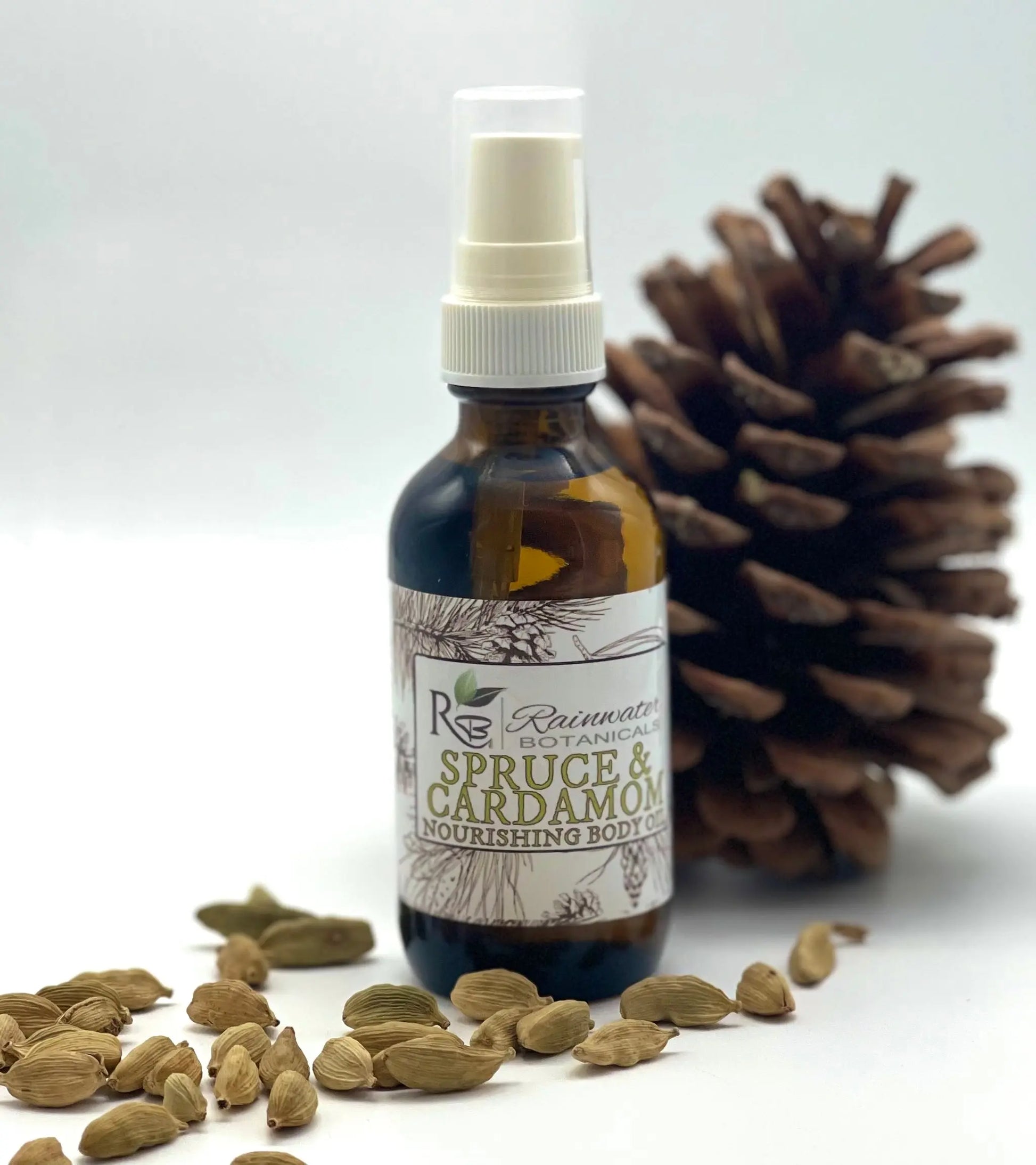 Spruce & Cardamom Body and Bath Oil Rainwater Botanicals