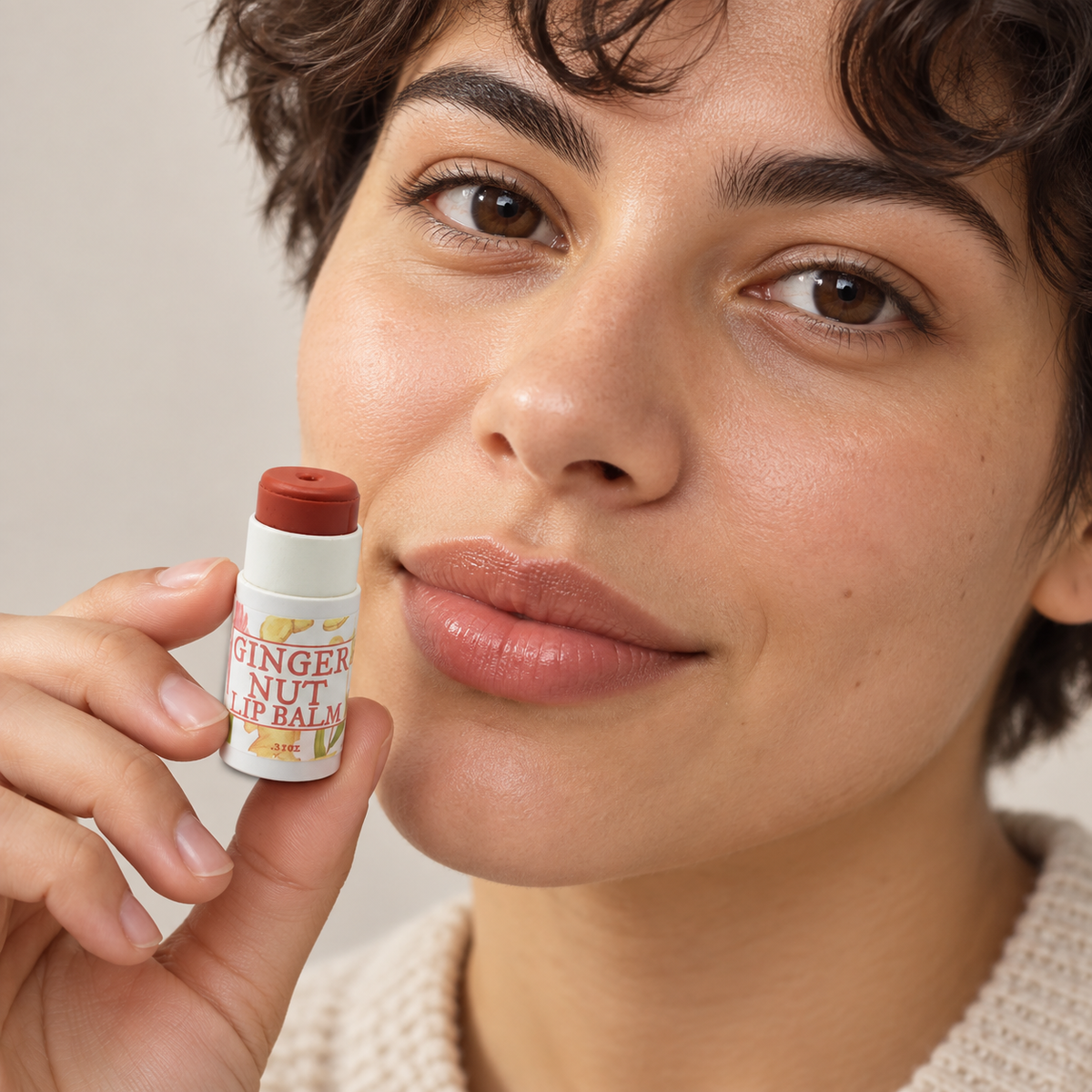 Mit Ingwer und Nuss getönter Lippenbalsam, vegan und abfallfrei